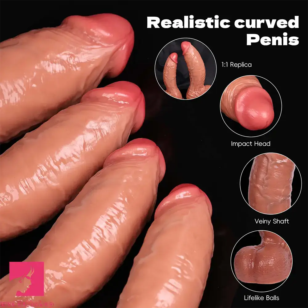 8.26in 9.05in 9.84in 11.81in Realistic Curved Big Penis Dildo For Hands-Free