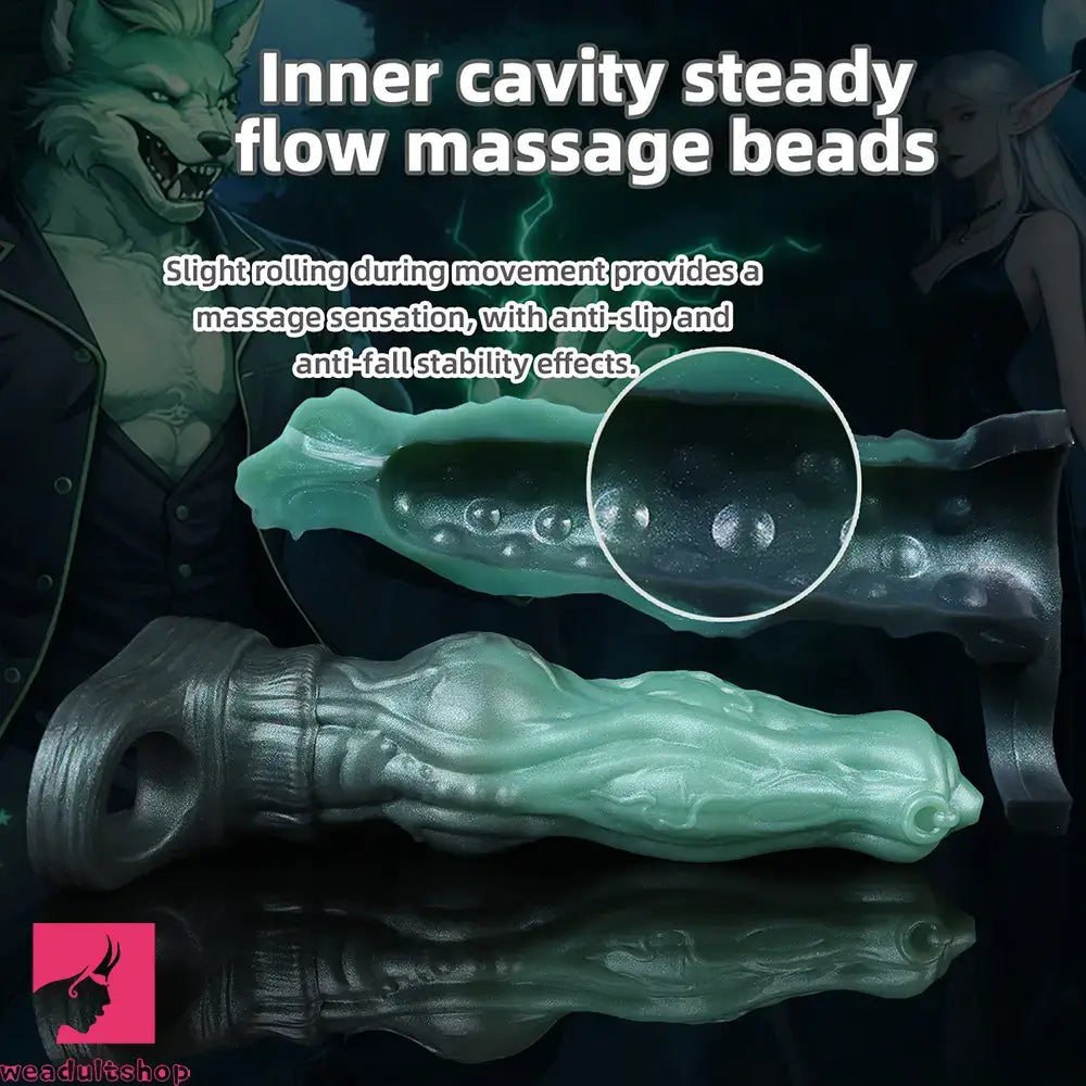 8.26in Moonbound Hound Silicone Hollow Cock Sleeve Dildo For Male Female