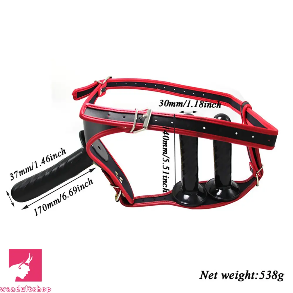5.51in 6.69in Three-Headed Strap-On Dildo Set in Black Purple For Sex