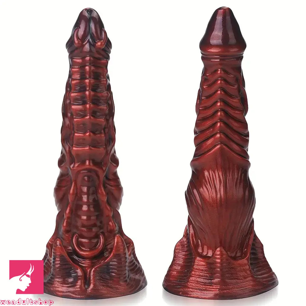 9.25in Monster Thick Knotted Penis Women Dragon Red Silicone Anal Dildo