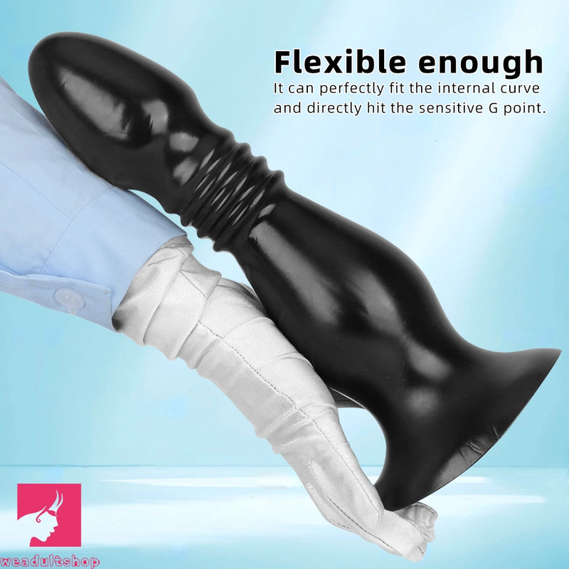 8.66in 12.2in Big Head Anal Dilation Black Big PVC Anal Plug Cock Dildo