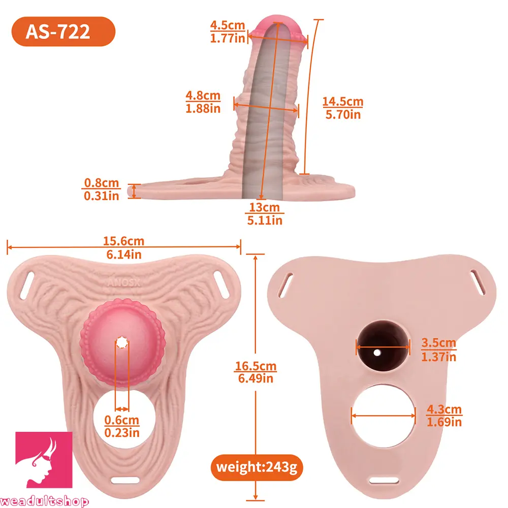 5.7in Silicone Horse Penis Male Cage Strap on Chastity Dildo With Lock