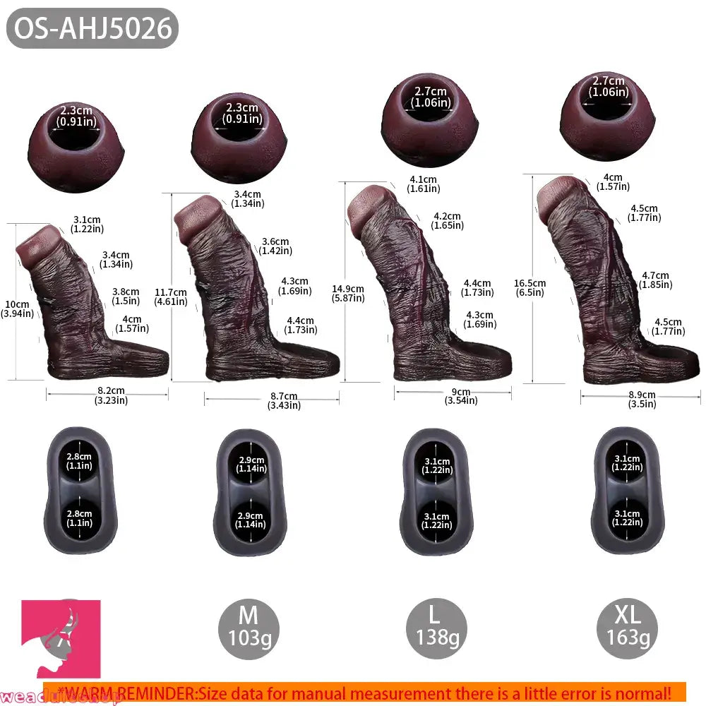 3.94in 4.61in 5.87in 6.5in Real Silicone Cock Sleeve Dildo Adult Cock Toy