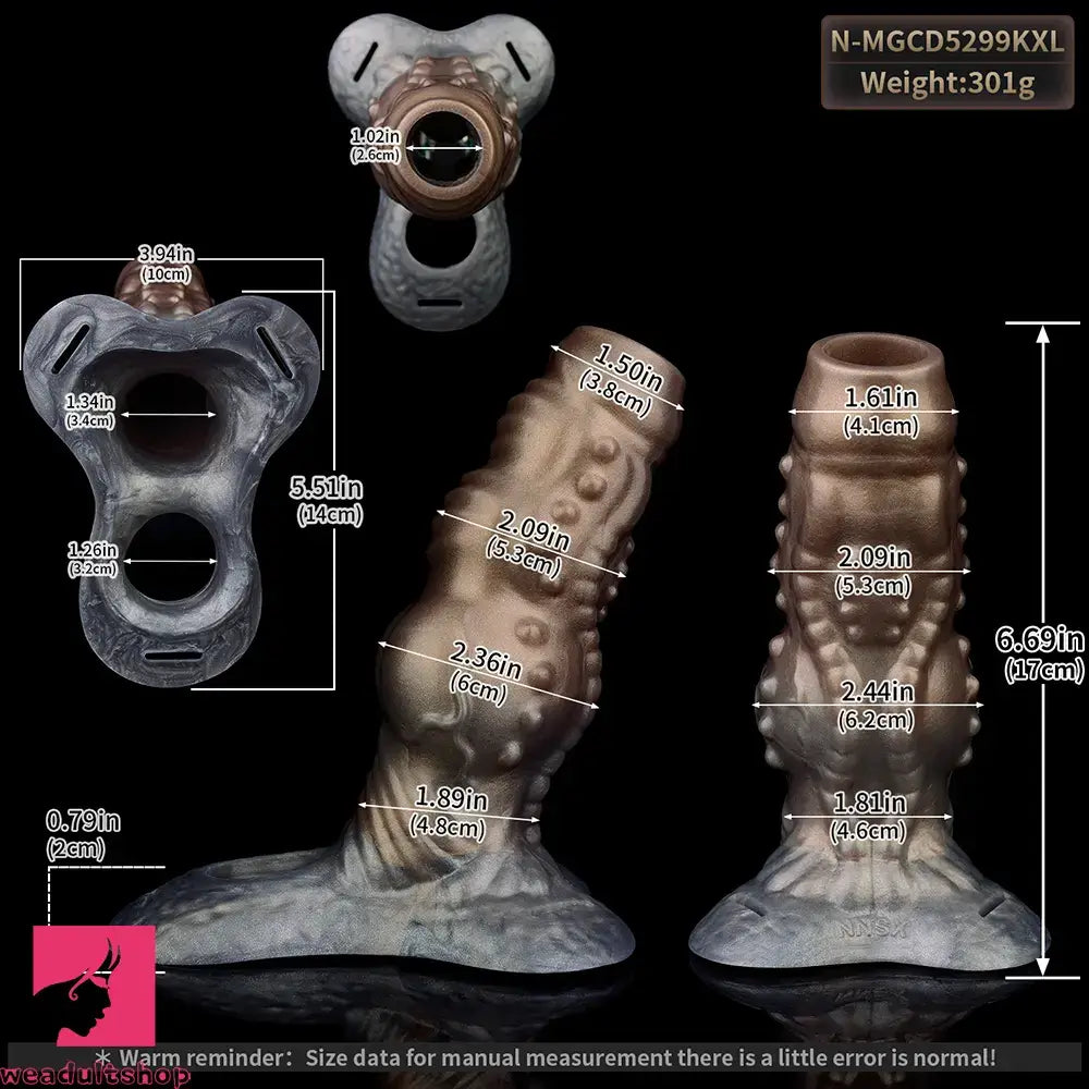 6.69in Tentacle Silicone Monster Hollow Strap on Dildo Sleeve For Cock