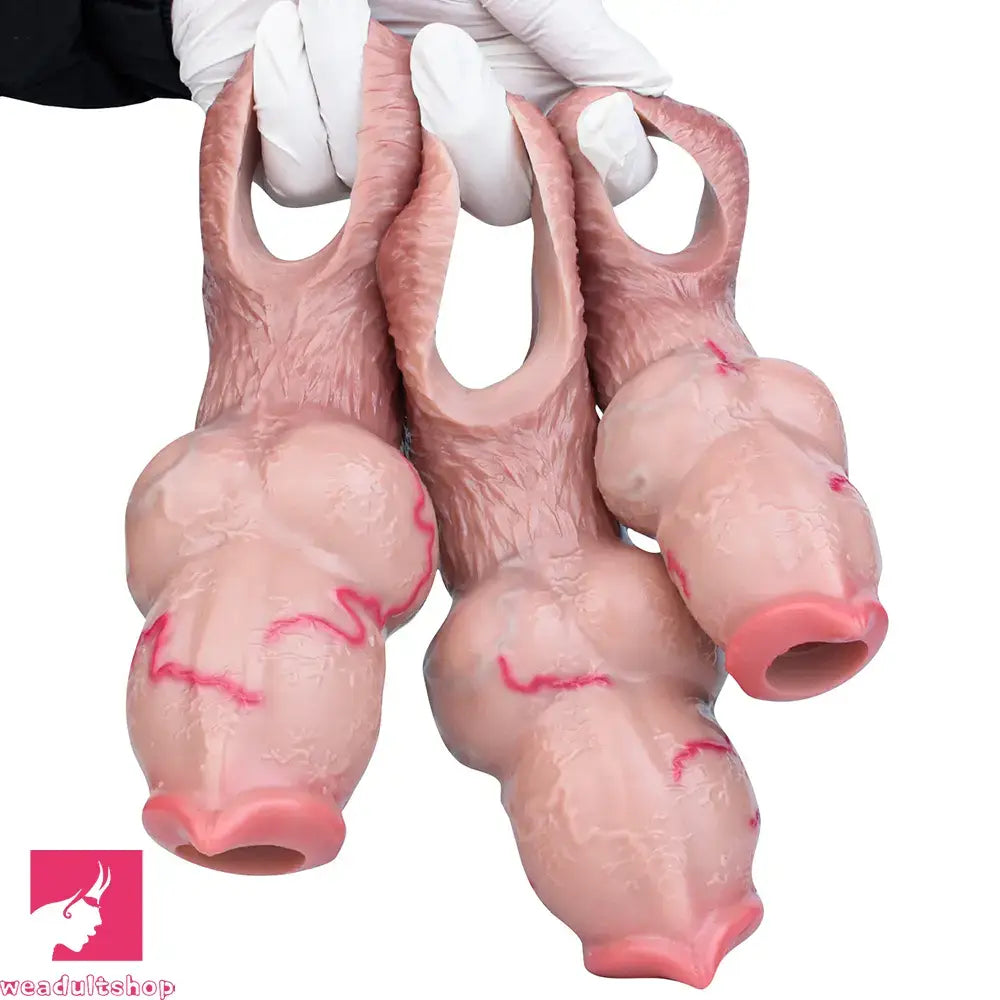 5.47in 6.49in 6.77in Realistic Dog Lifelike Dildo Cock Sleeve Close Open Head
