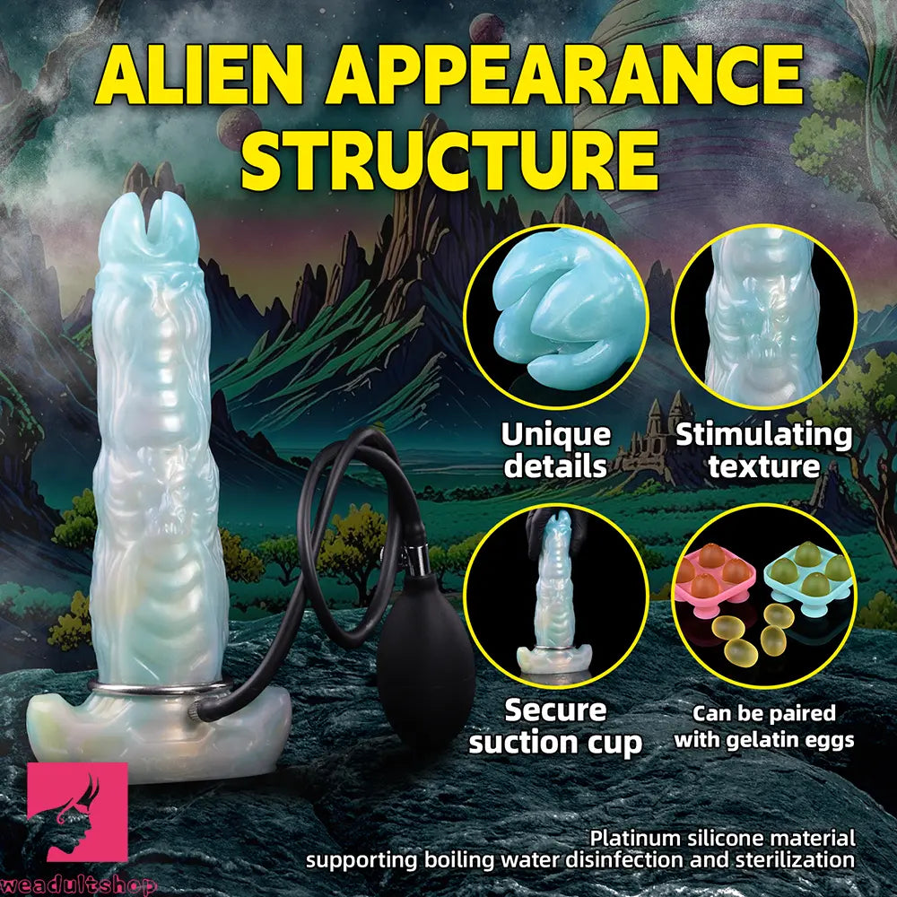 9.52in Ovipositor Egg Laying Inflatable Dildo Soft Masturbator Adult Cock