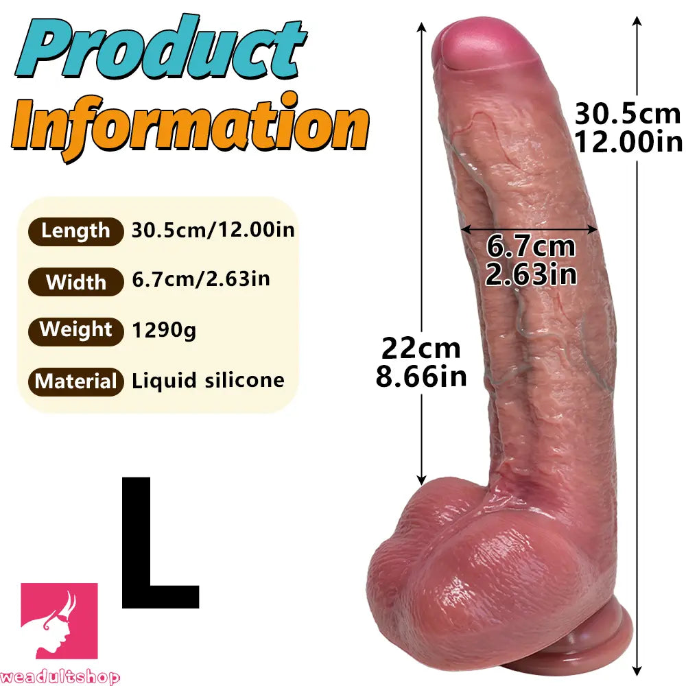 8.07in 9.84in 12in Dual Density Silicone Foreskin Uncut Strap on Real Dildo