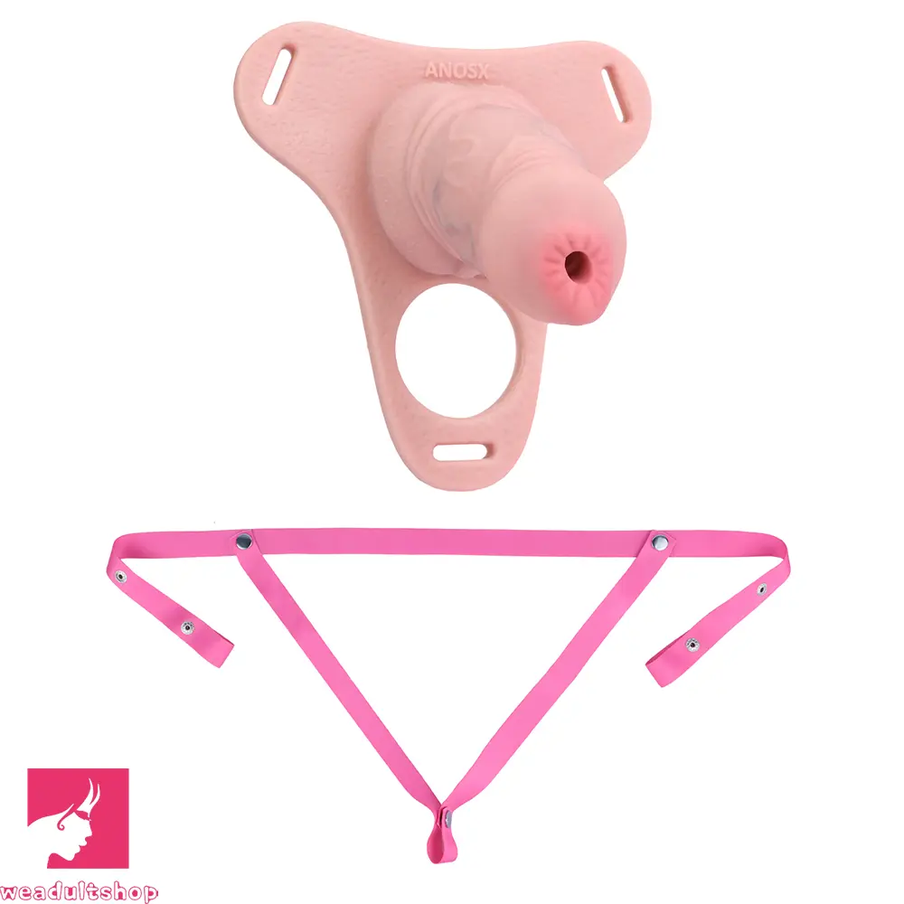 3.54in Silicone Soft Real Penis Cage Strap on Chastity Dildo With Lock