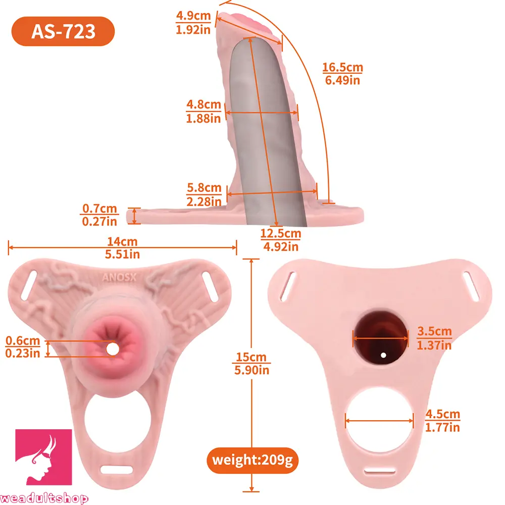 4.92in Silicone Animal Penis Cage Strap on Chastity Dildo Lock Cock Ring