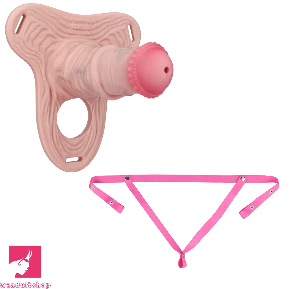 5.7in Silicone Horse Penis Male Cage Strap on Chastity Dildo With Lock