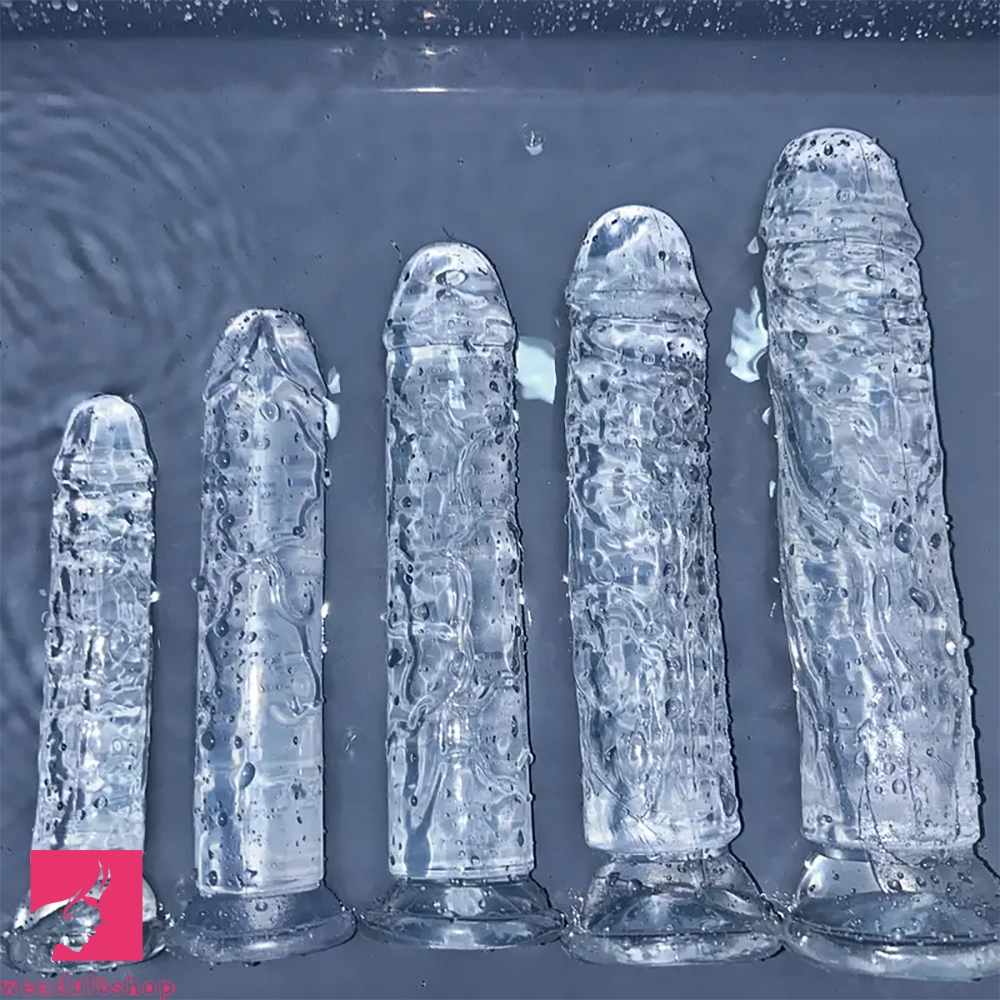6.1in 6.7in 7.48in 8.26in 9.05in Soft Realistic Jelly Transparent Prostate Dildo