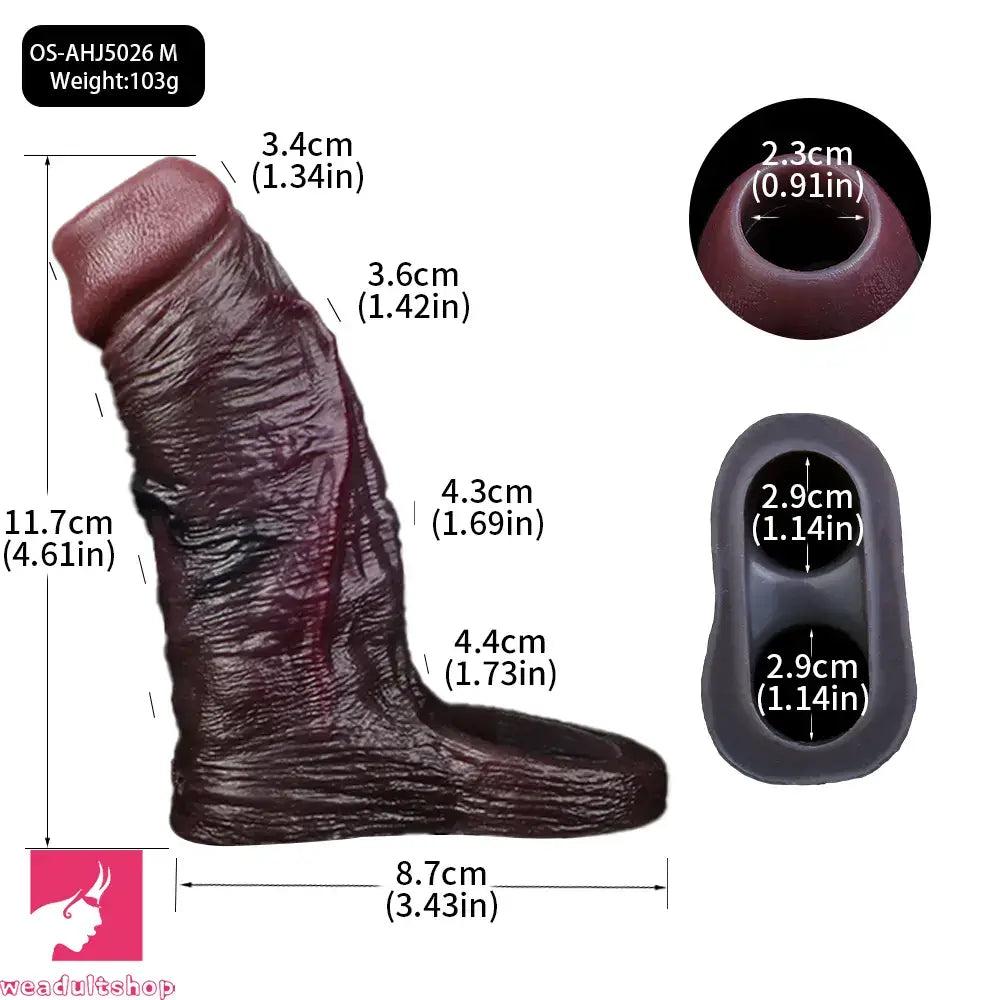 3.94in 4.61in 5.87in 6.5in Real Silicone Cock Sleeve Dildo Adult Cock Toy