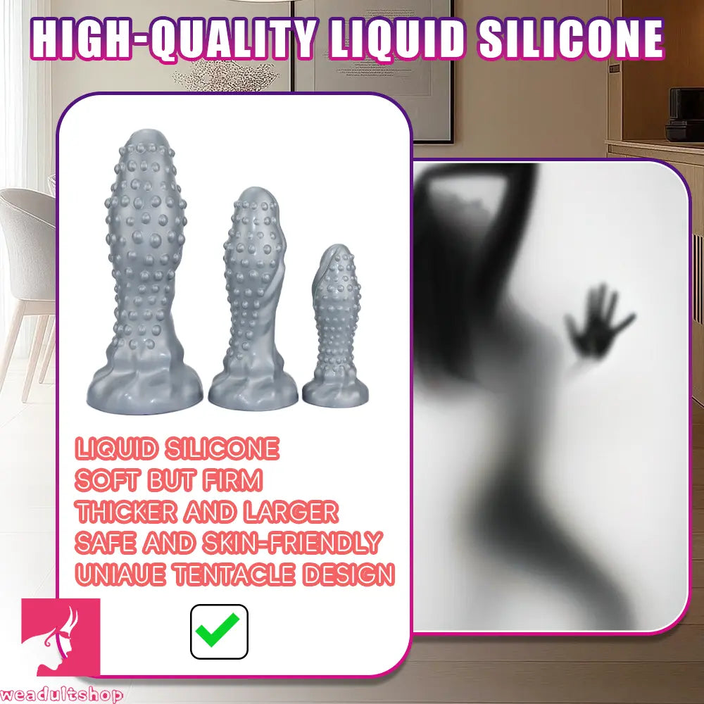 6.29in 8.66in 11.02in Spiked Stripe Silicone Butt Plug Odd Dildo Vagina Dilator