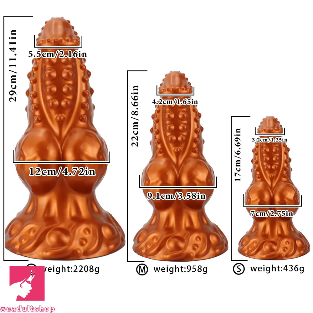 6.69in 8.66in 11.41in Spiked Tentacle Knot Silicone Big Comfortable Dildo