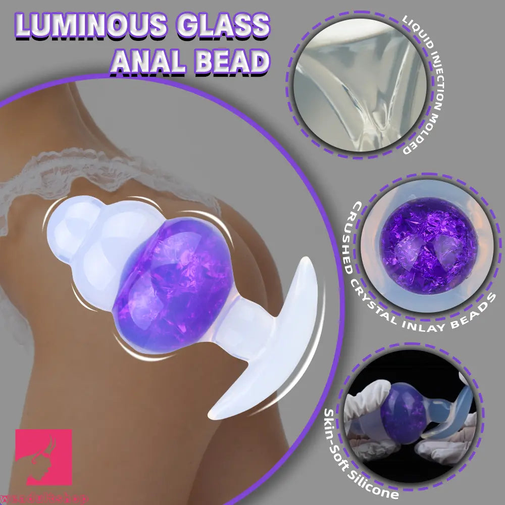 4.53in Luminous Silicone Anal Beads Dildo Anal Love Toy For Women Clit