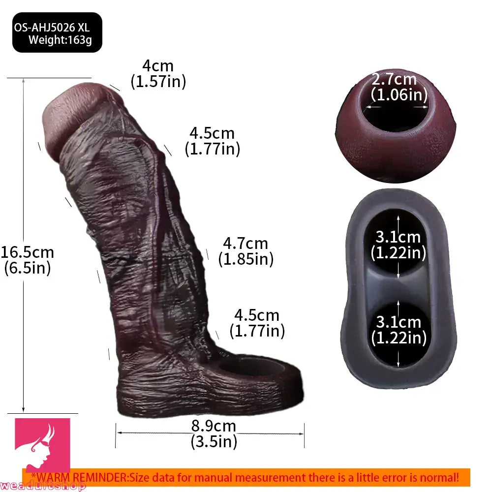 3.94in 4.61in 5.87in 6.5in Real Silicone Cock Sleeve Dildo Adult Cock Toy