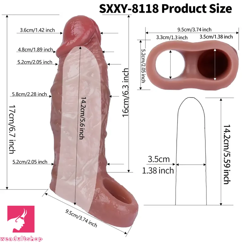 5.5in 6.3in 6.57in 6.6in 6.7in Silicone Penis Dildo Sleeve With Penis Ring