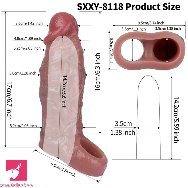 5.5in 6.3in 6.57in 6.6in 6.7in Silicone Penis Dildo Sleeve With Penis Ring
