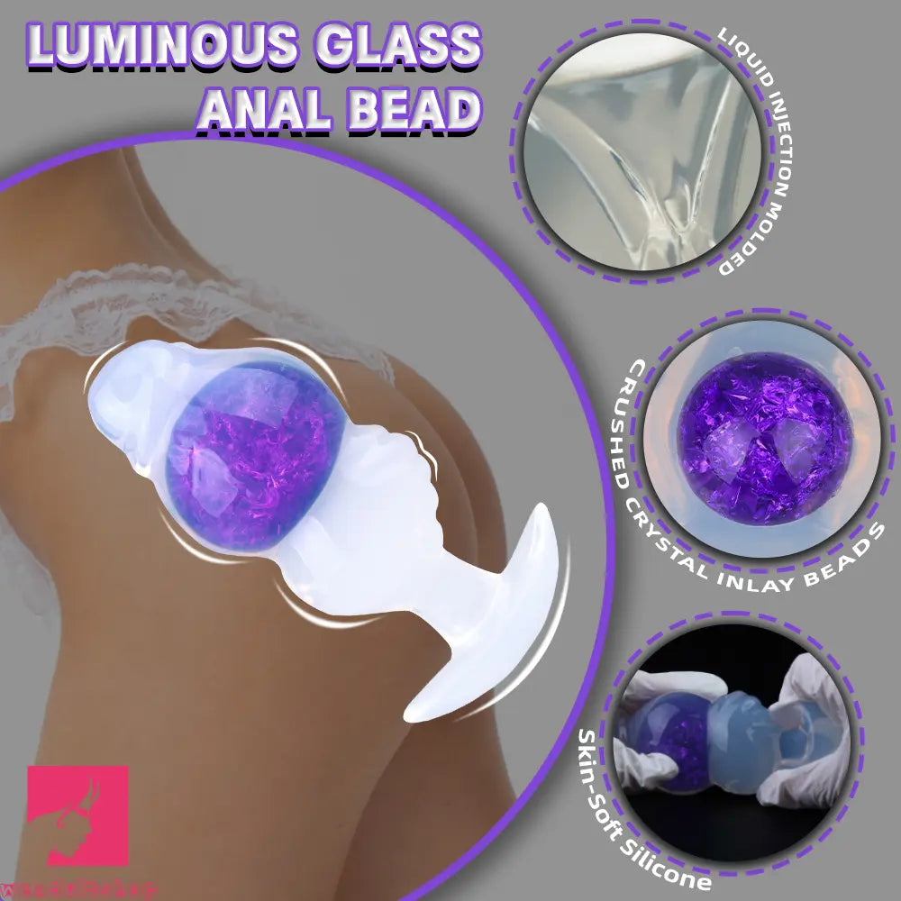 5.63in Luminous Silicone Anal Beads Dildo Anal Cock Toy With Anchor