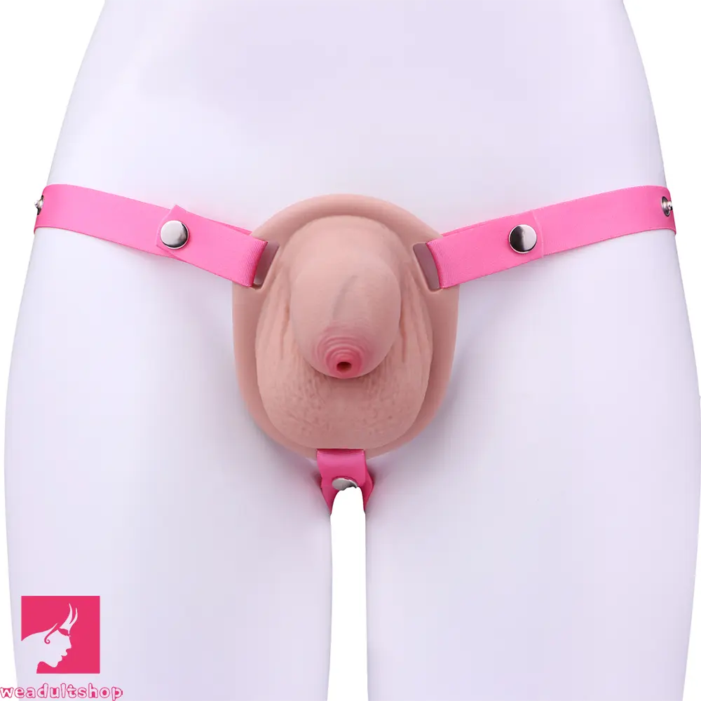 2.36in Silicone Soft Mini Cock Cage Strap on Chastity Dildo With Lock