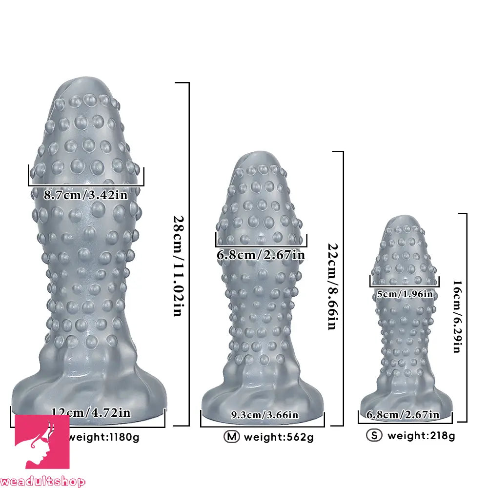 6.29in 8.66in 11.02in Spiked Stripe Silicone Butt Plug Odd Dildo Vagina Dilator