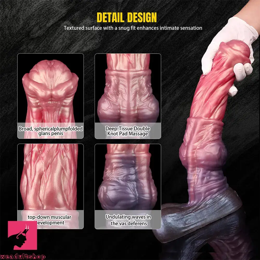 8.74in 10.66in 13.3in Fantasy Dual Layer Silicone Muscle Horse Cock Dildo