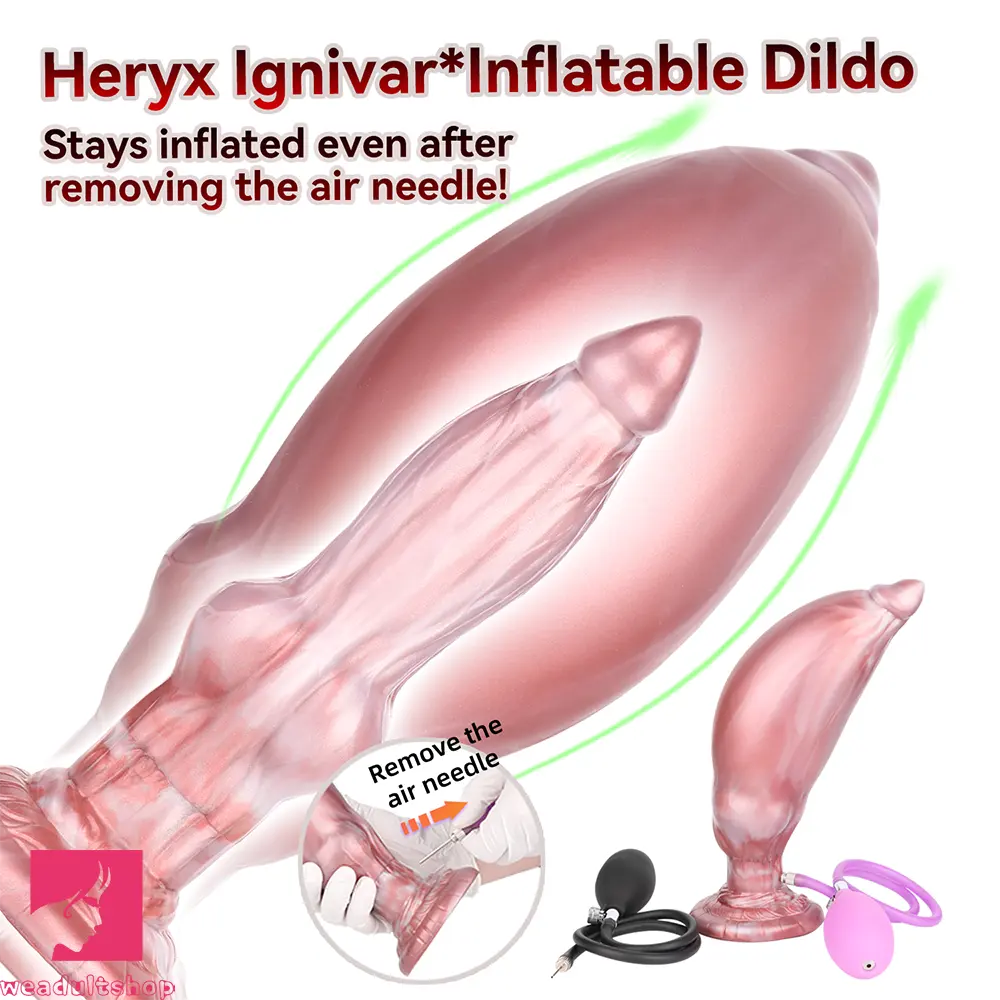 9.05in Inflatable Detachable Dual Layer Dildo High Elasticity Anal Sex Toy
