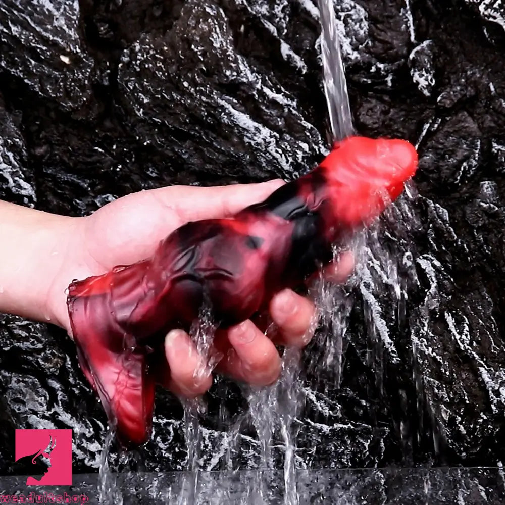 7.17in Silicone Animal Sleeve Knot Vibrating Hollow Dildo With Cock Ring