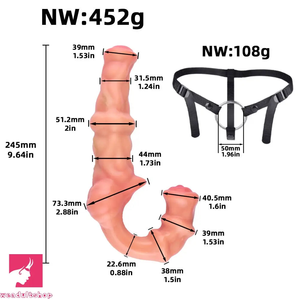 9.64in Strapless Strap on Silicone Soft Dildo For Anal Vaginal Fucking Sex