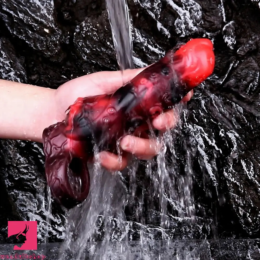 5.98in 7.09in Silicone Tentacle Cock Sleeve Knot Vibrating Hollow Dildo