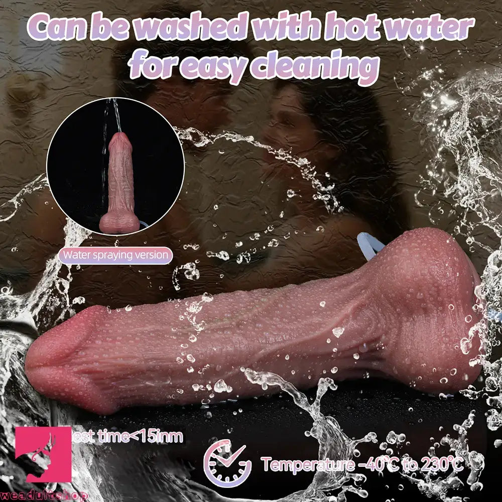 8.46in Lifelike Dual Layer Silicone Strap on Ejaculating Soft Cock Dildo