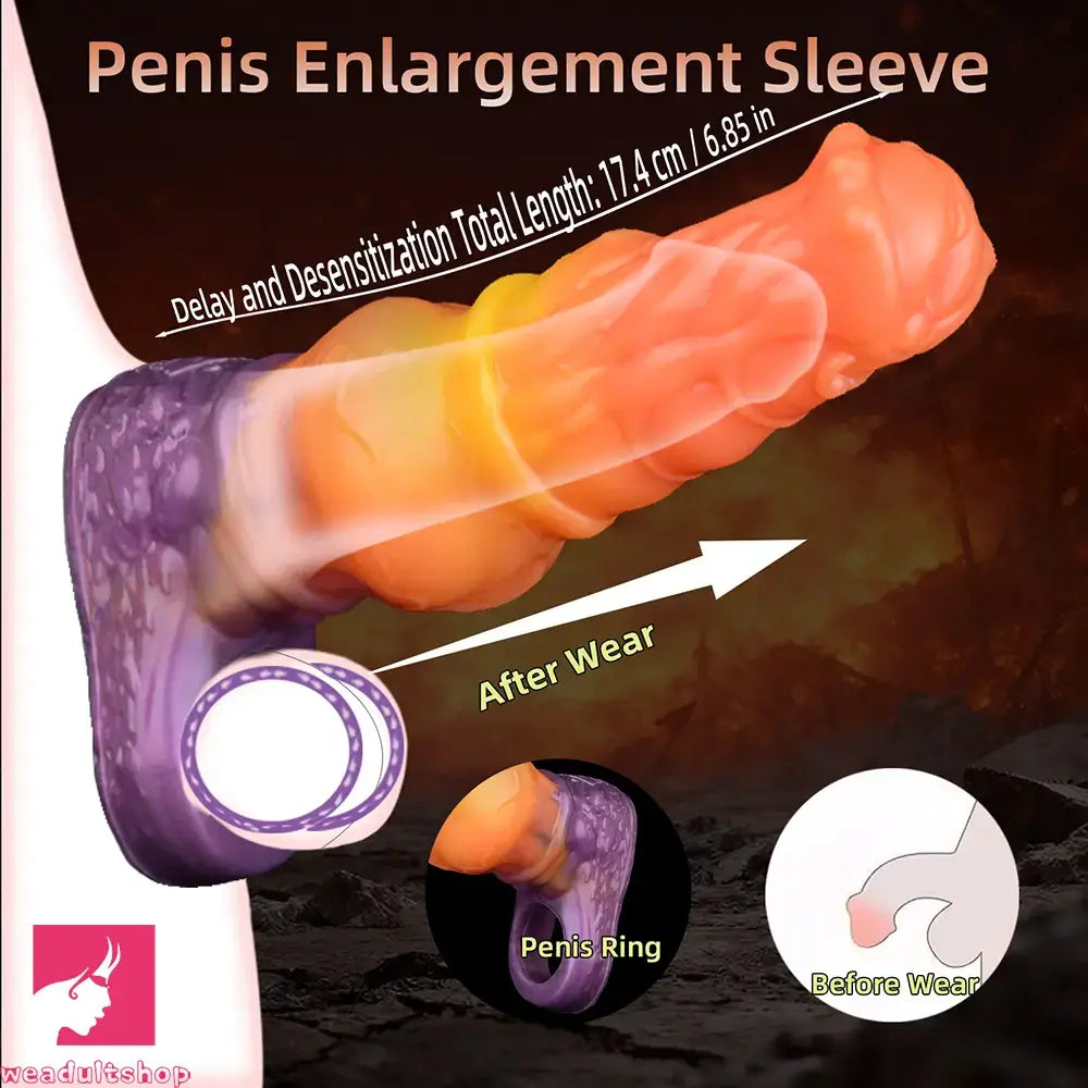 6.85in Warhorse Silhouette Real Melt Mark Texture Cock Dildo Sleeve