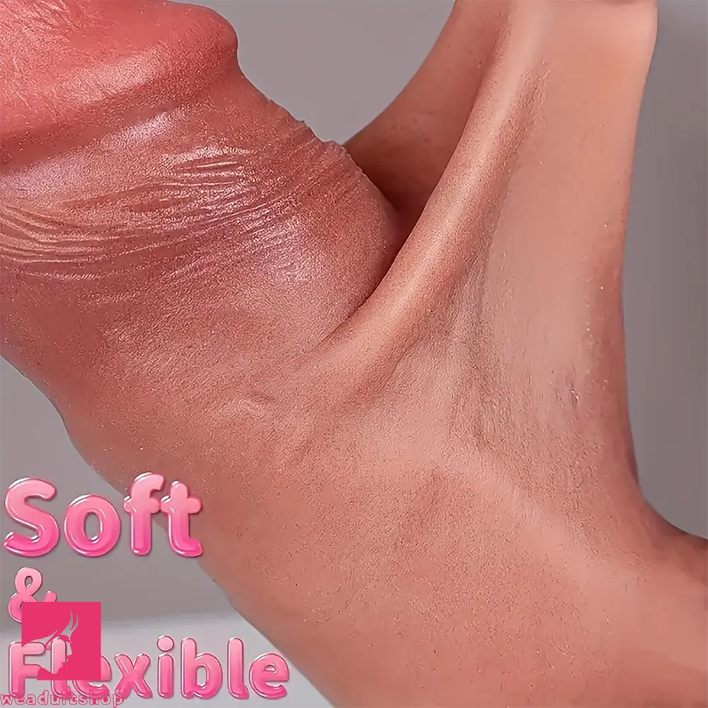 7.8in Liquid Silicone Dual-hardness Makeup Real Cock Soft Uncut Dildo