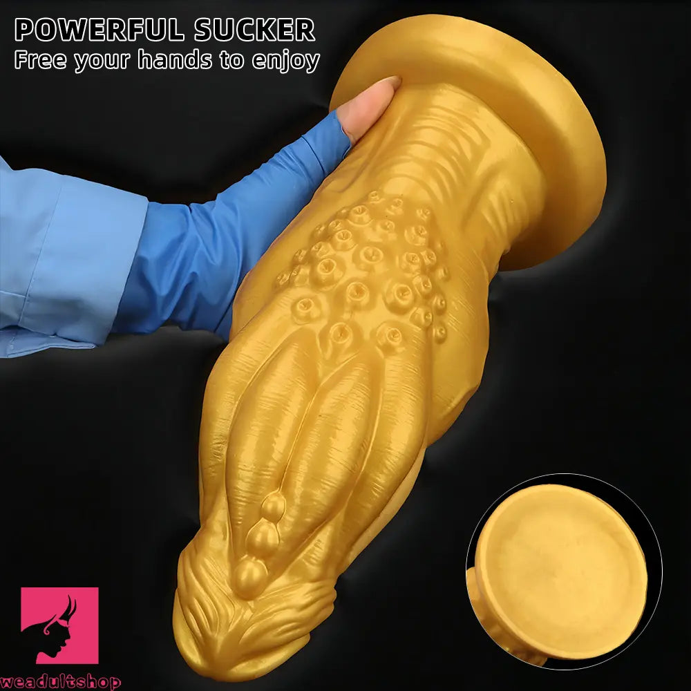8.66in 9.06in 9.84in 11.42in 12.4in Golden Silicone Fantasy Soft Anal Dildo