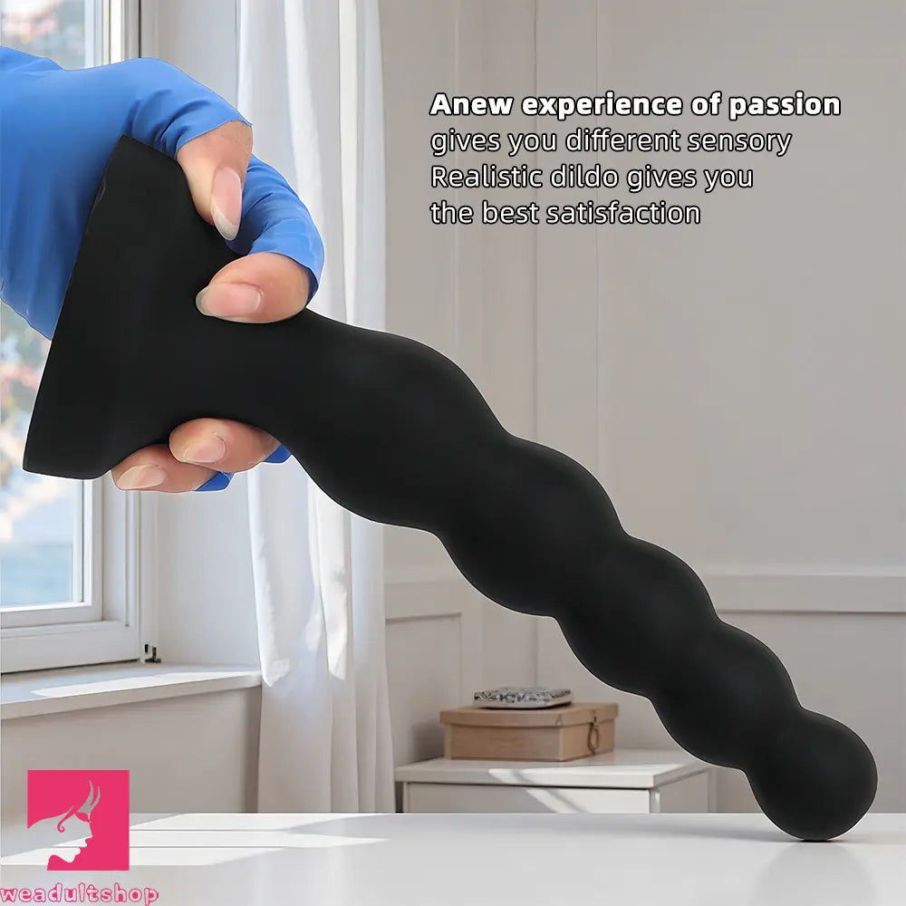 6.69in 8.66in 10.23in Black Silicone Soft Large Anal Plug Cock Dildo