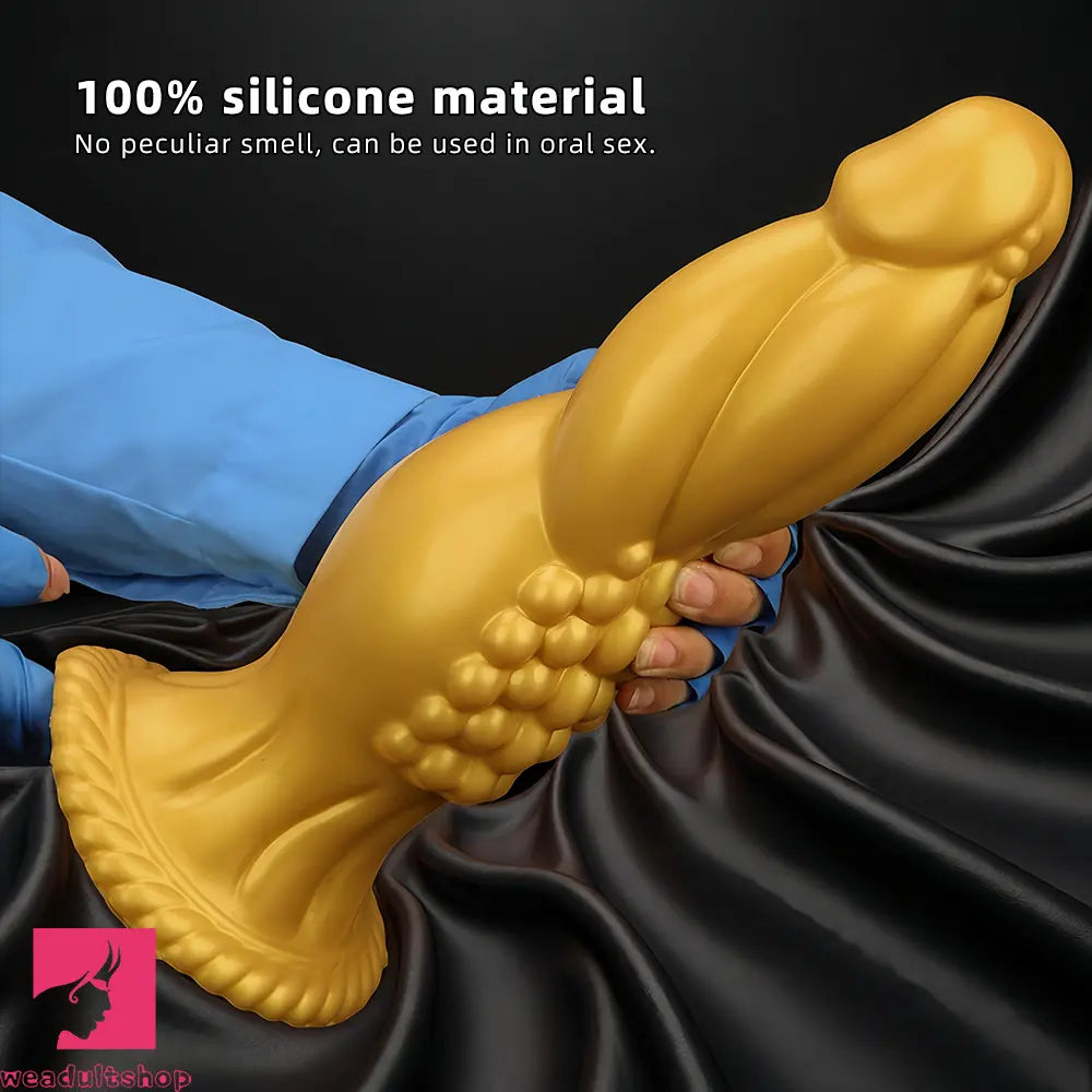 13.78in Golden Soft Silicone Big Fantasy Highquality Material Anal Dildo