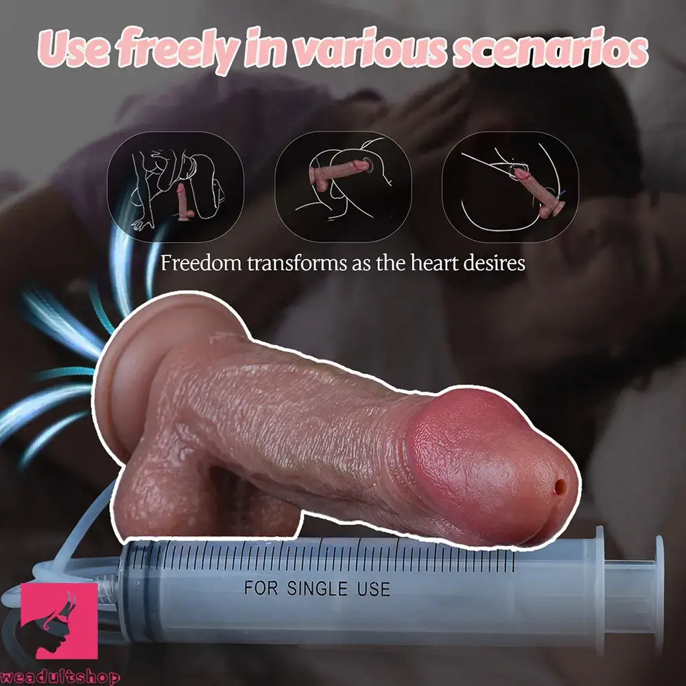 8.66in Dual Layer Silicone Strap on Ejaculating Dildo For Intimate Cock Toy