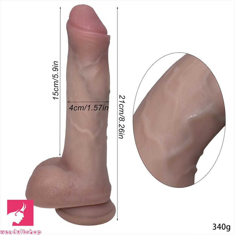8.26in Large Silicone Soft Super Realistic Uncut Dildo Vaginal Clit Stimulator