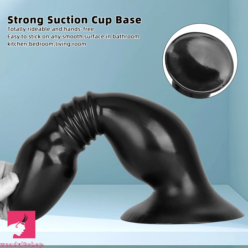 8.66in 12.2in Big Head Anal Dilation Black Big PVC Anal Plug Cock Dildo