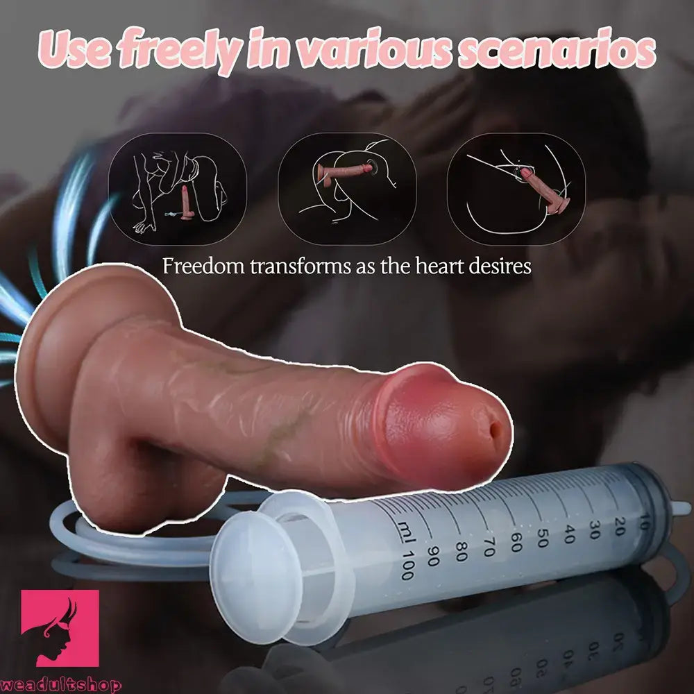 8.26in Strap on Ejaculating Dildo With Sliding Skin Sexual Wellness Toy