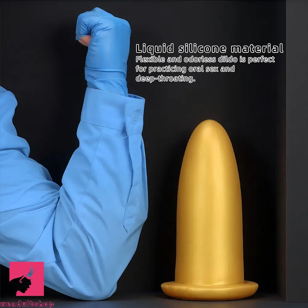 4.72in 5.7in 7.08in 8.26in Gold Silicone Soft Thick Missile Design Dildo Toy