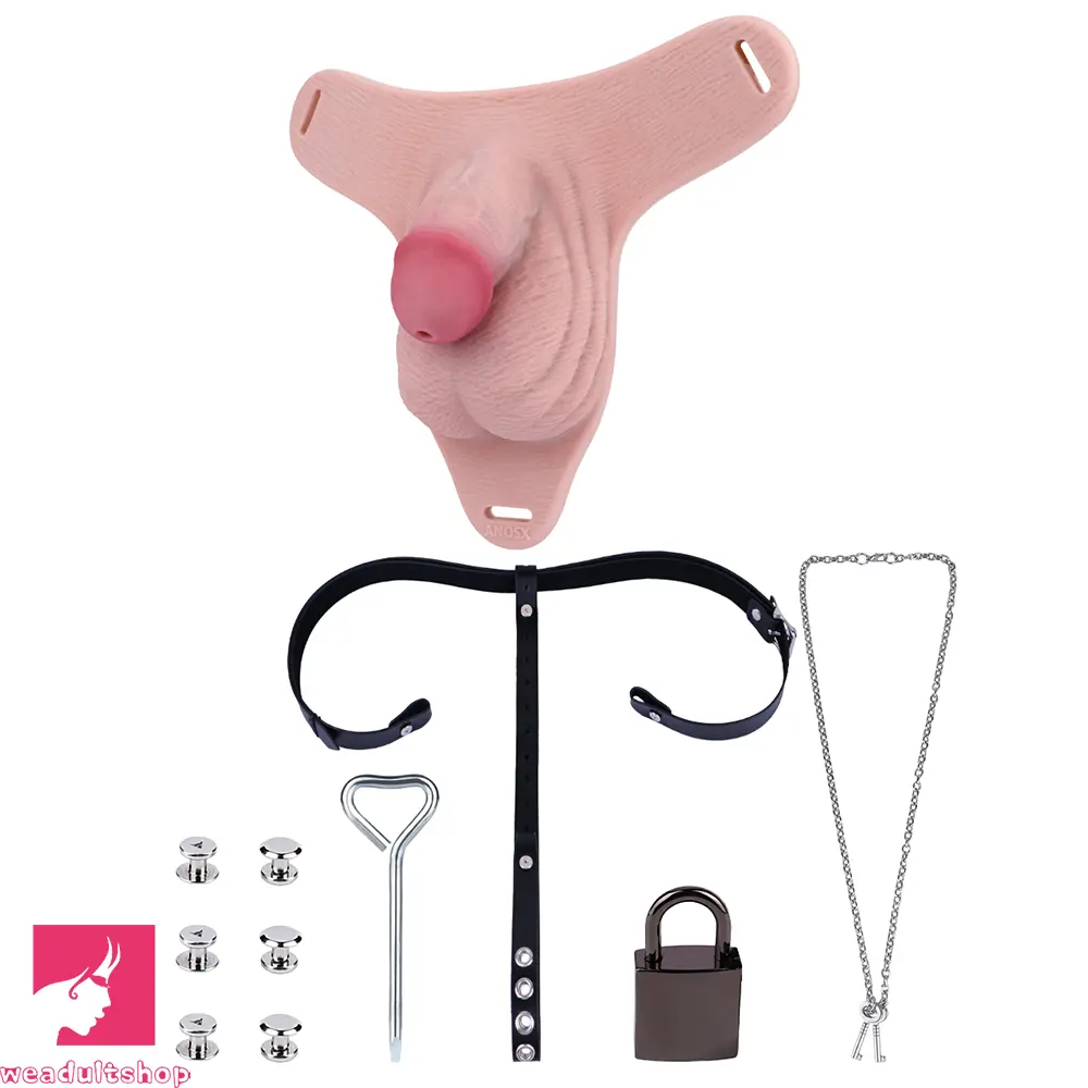 3.93in Real Hollow Chastity Cage Dildo Adult Sex Toy For Women Couples
