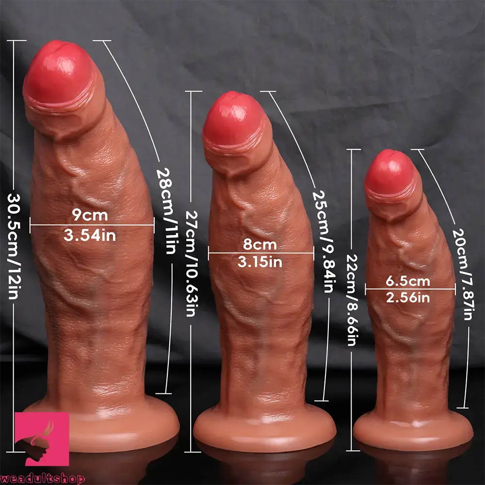 8.66in 10.63in 12in Big Silicone Uncut Real Dildo For Hands-Free Game Toy