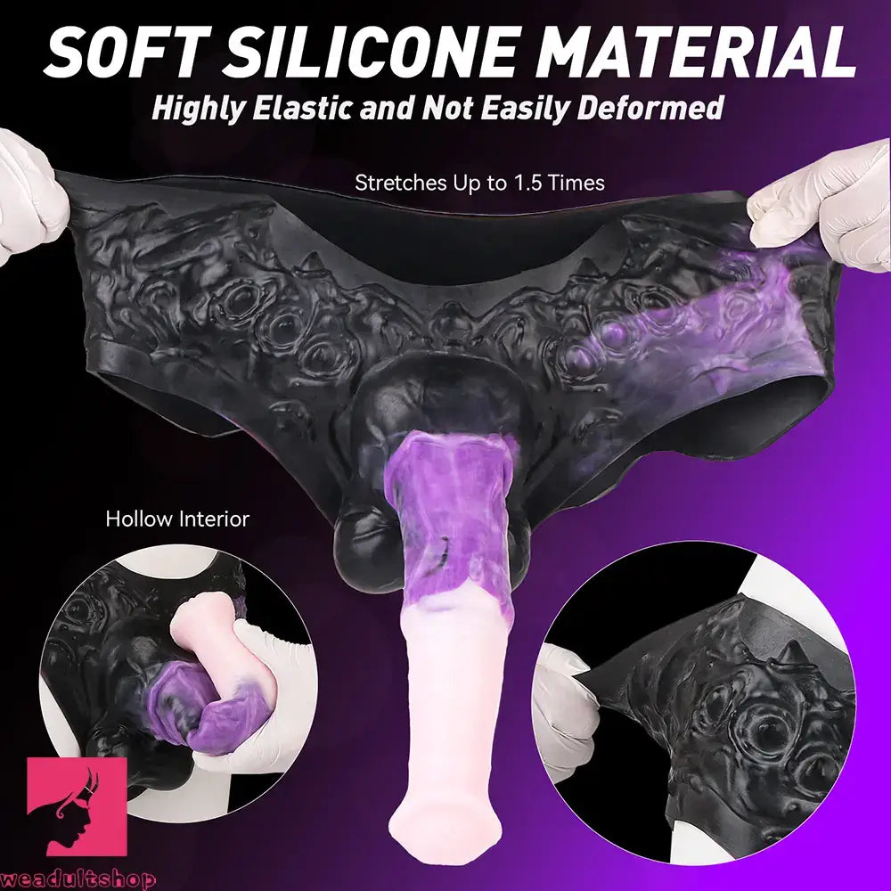10.35in Silicone Strap-on Wearable Dildo Panty Horse Animal Hollow Cock Toy