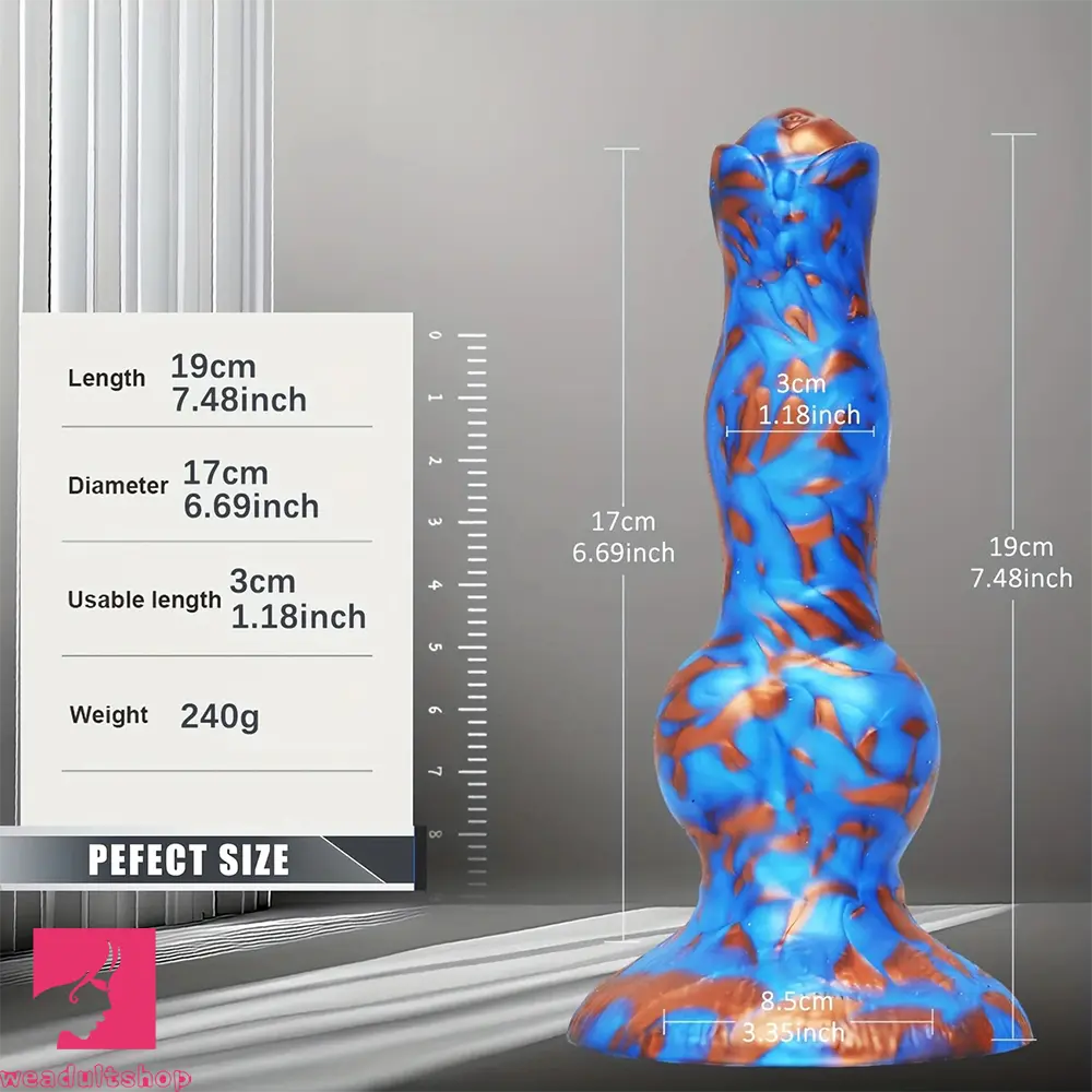 7.48in Fantasy Knot Dog Dildo For Women Silicone Thick Soft Lifelike Dildo