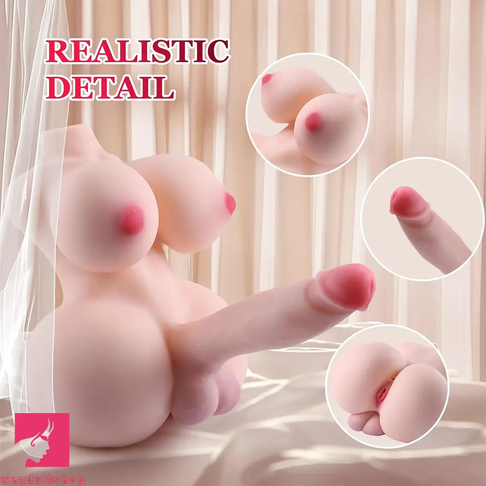 5.5in Soft Dildo Realistic Trans Sex Doll Torso with Tits 3D Unisex Torso
