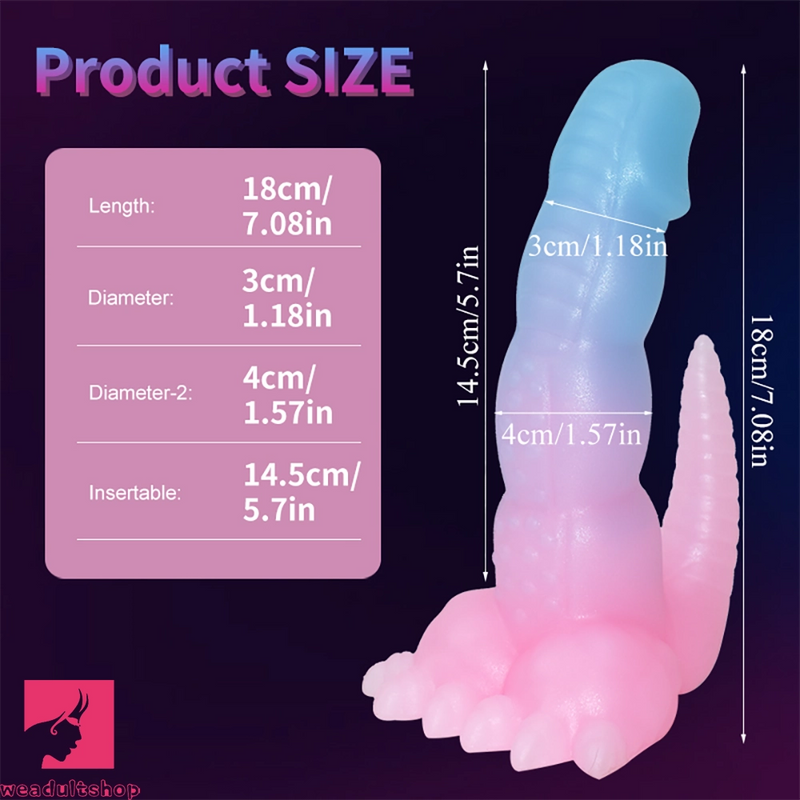 7.08in 9.05in Dinosaur Luminous Monster Soft Prostate Glowing Dildo
