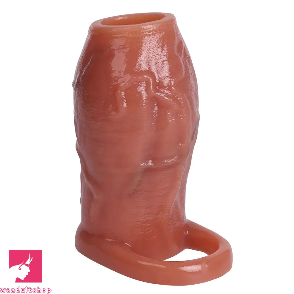 3.15in 3.54in 3.94in Realistic Veins Dildo Sleeve With Cock Ring Hollow Design