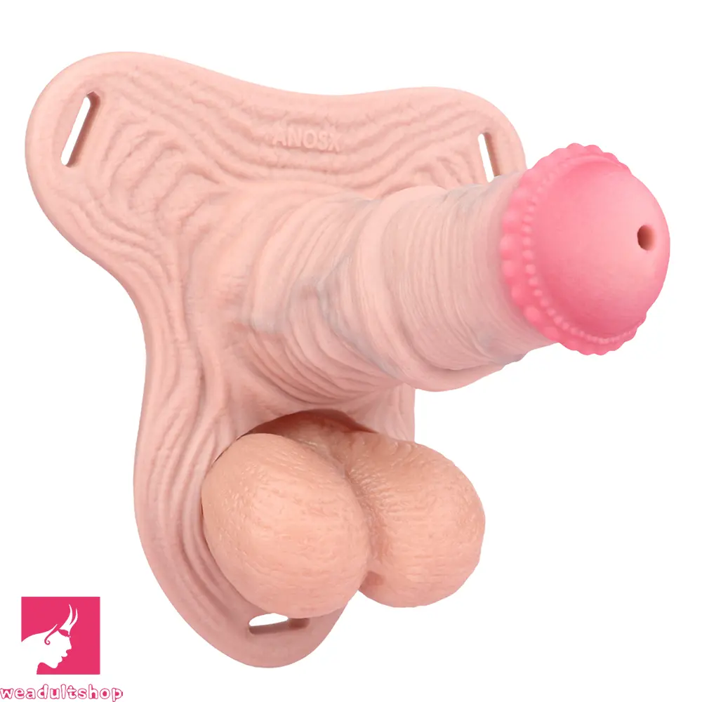 5.7in Silicone Horse Penis Male Cage Strap on Chastity Dildo With Lock