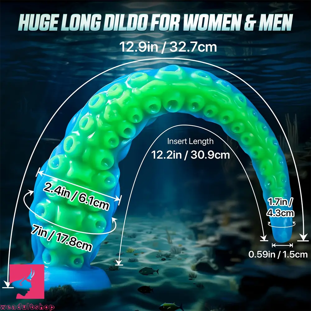 32.7in Luminous Tentacle Soft Fantasy Dildo For C U G-Spot Clit Orgasm